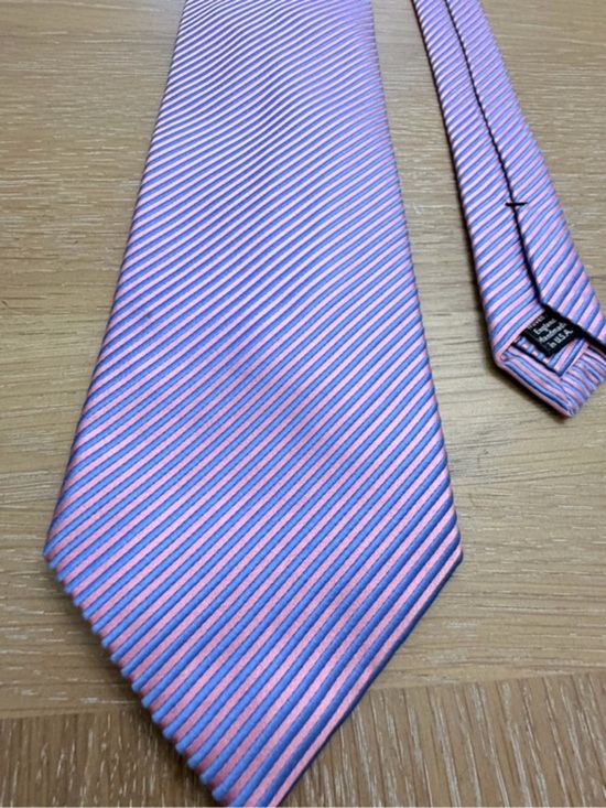 David Donahue Other - David Donahue Coral Pink and Light Blue Striped Silk Tie